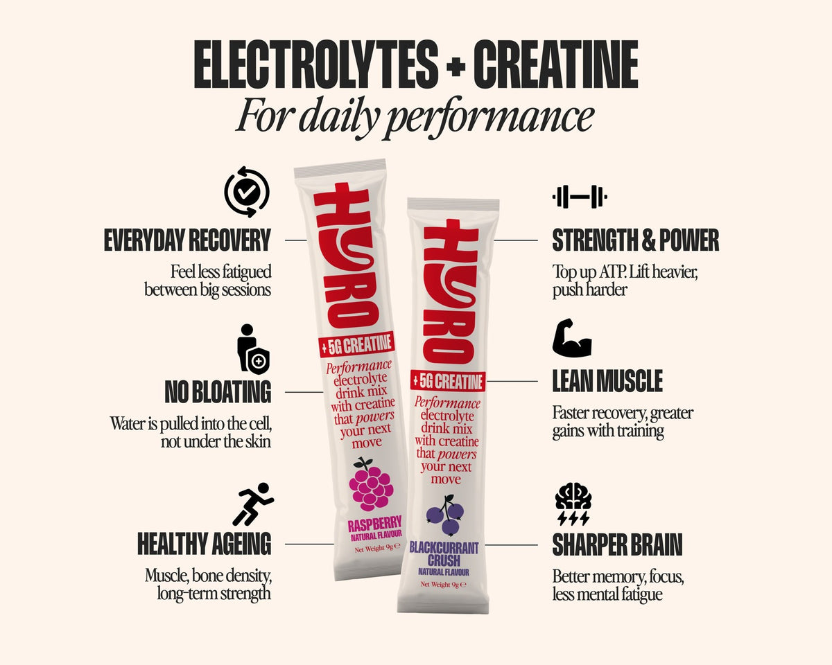 Electrolytes + Creatine benefits: recovery, strength, lean muscle, no bloating, healthy ageing, sharper brain